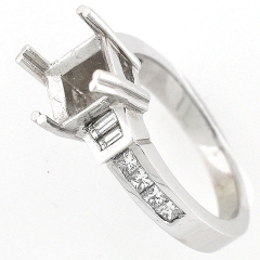 18k White Gold Art Deco Semi Mount Diamond Ring 0.64 Cts