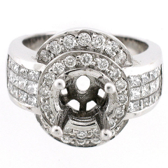 14k White Gold Semi Mount Diamond Ring 2.09 Cts